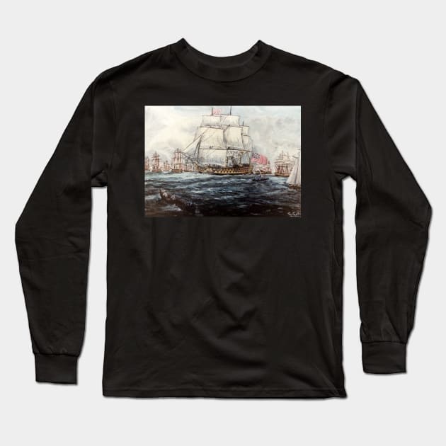 HMS VICTORY IN PORTSMOUTH, ENGLAND Long Sleeve T-Shirt by MackenzieTar